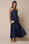 Navy Halter Back Bow Tie Maxi Dress