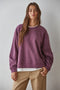 Plum Layered Contrast Crew Pullover