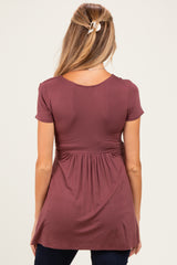 PinkBlush Red Brown Draped Front Maternity Nursing Top