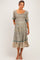 Sage Floral Lace Trim Smocked Maternity Midi Dress