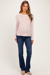 Ivory Copper Basic Pinstripe Maternity Sweater