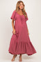 Mauve Flutter Sleeve Ruffle Hem Maternity Maxi Dress