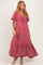 Mauve Flutter Sleeve Ruffle Hem Maternity Maxi Dress