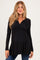 PinkBlush Black Long Sleeve Draped Front Maternity Nursing Top