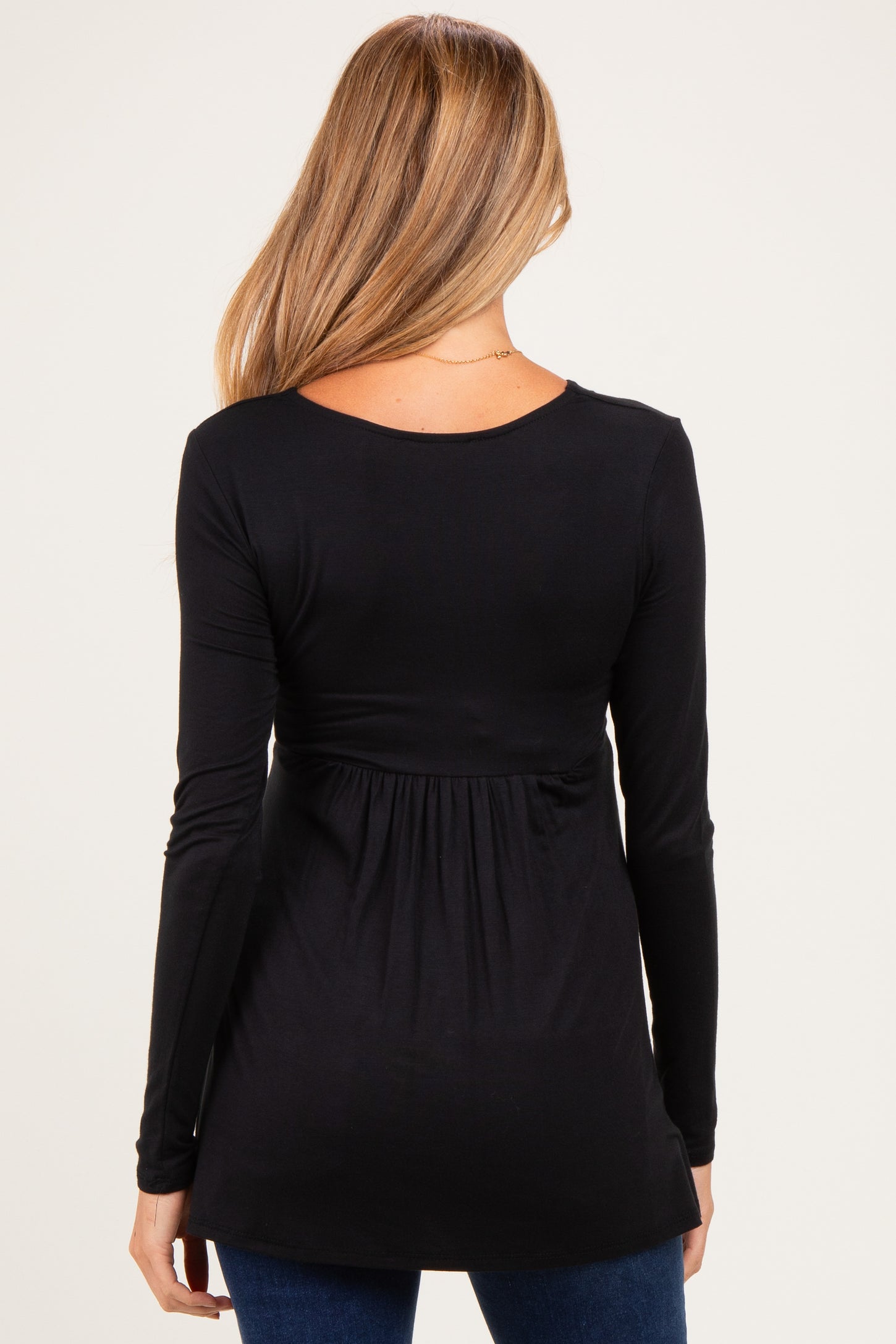 PinkBlush Black Long Sleeve Draped Front Maternity Nursing Top