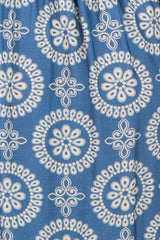 Dusty Blue Floral Lace Trim Maternity Maxi Dress