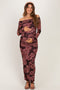 Mauve Floral Off Shoulder Maternity Maxi Dress