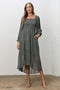Hunter Green Floral Smocked Long Sleeve Midi Dress