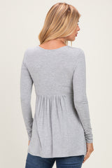 PinkBlush Heather Grey Long Sleeve Draped Front Nursing Top
