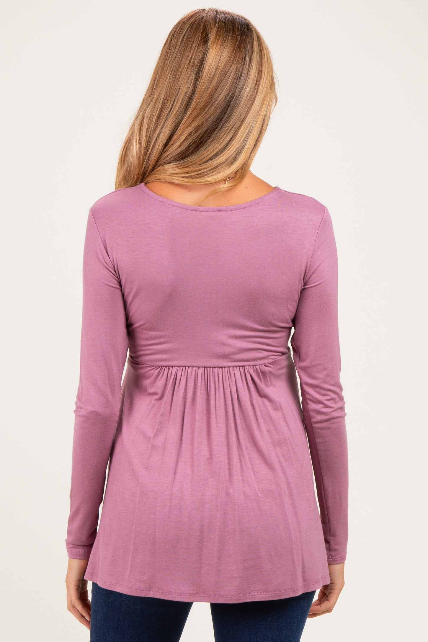 PinkBlush Mauve Long Sleeve Draped Front Maternity Nursing Top
