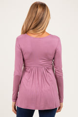 PinkBlush Mauve Long Sleeve Draped Front Maternity Nursing Top