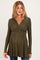 PinkBlush Olive Long Sleeve Draped Front Maternity Nursing Top