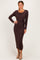 Brown Long Sleeve Knotted Waist Maxi Dress