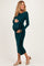 Hunter Green Long Sleeve Knotted Waist Maternity Maxi Dress