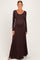 Brown Solid Long Sleeve Scoop Neck A-Line Maternity Maxi Dress
