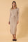Oatmeal Ribbed Side Slit Midi Dress