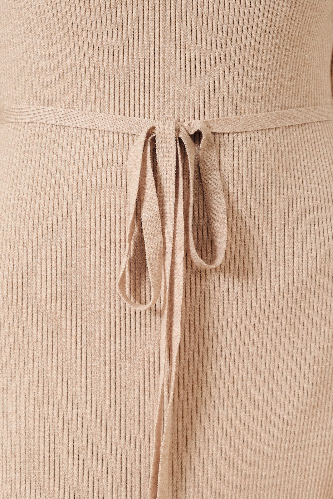 Oatmeal Ribbed Side Slit Midi Dress
