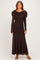 Chocolate Mesh Draped Shoulder Long Sleeve Maxi Dress
