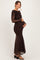 Chocolate Mesh Draped Shoulder Long Sleeve Maternity Maxi Dress