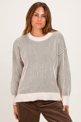Light Olive Two Tone Oversized Sweater