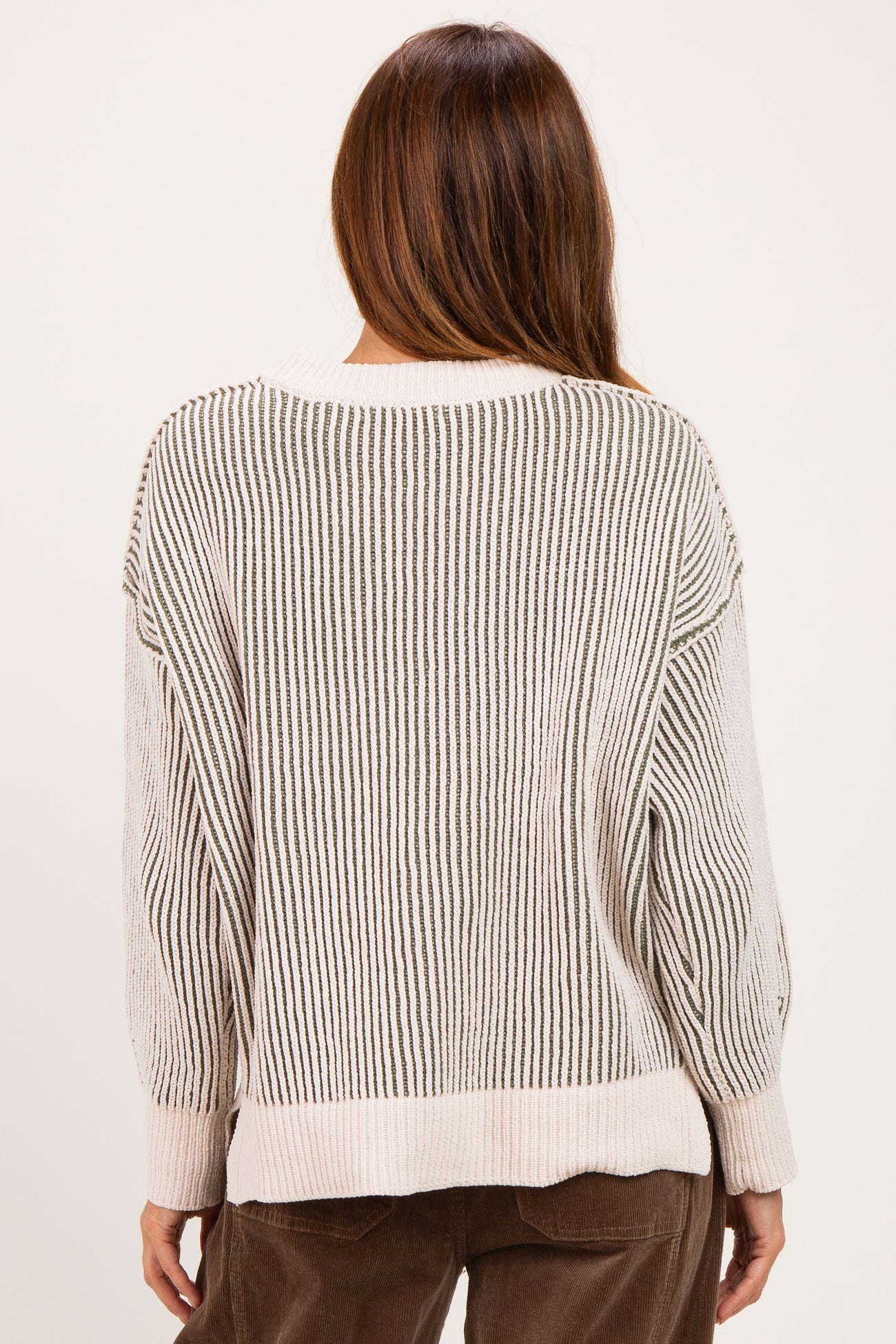 Light Olive Two Tone Oversized Sweater