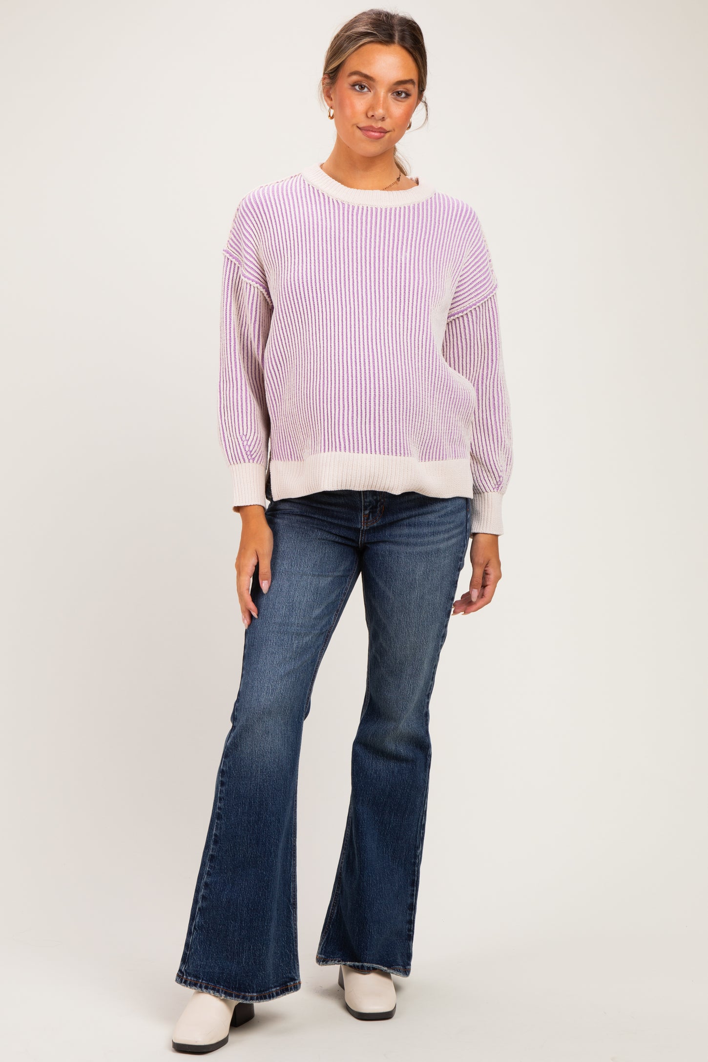 Lavender Two Tone Oversized Maternity Sweater