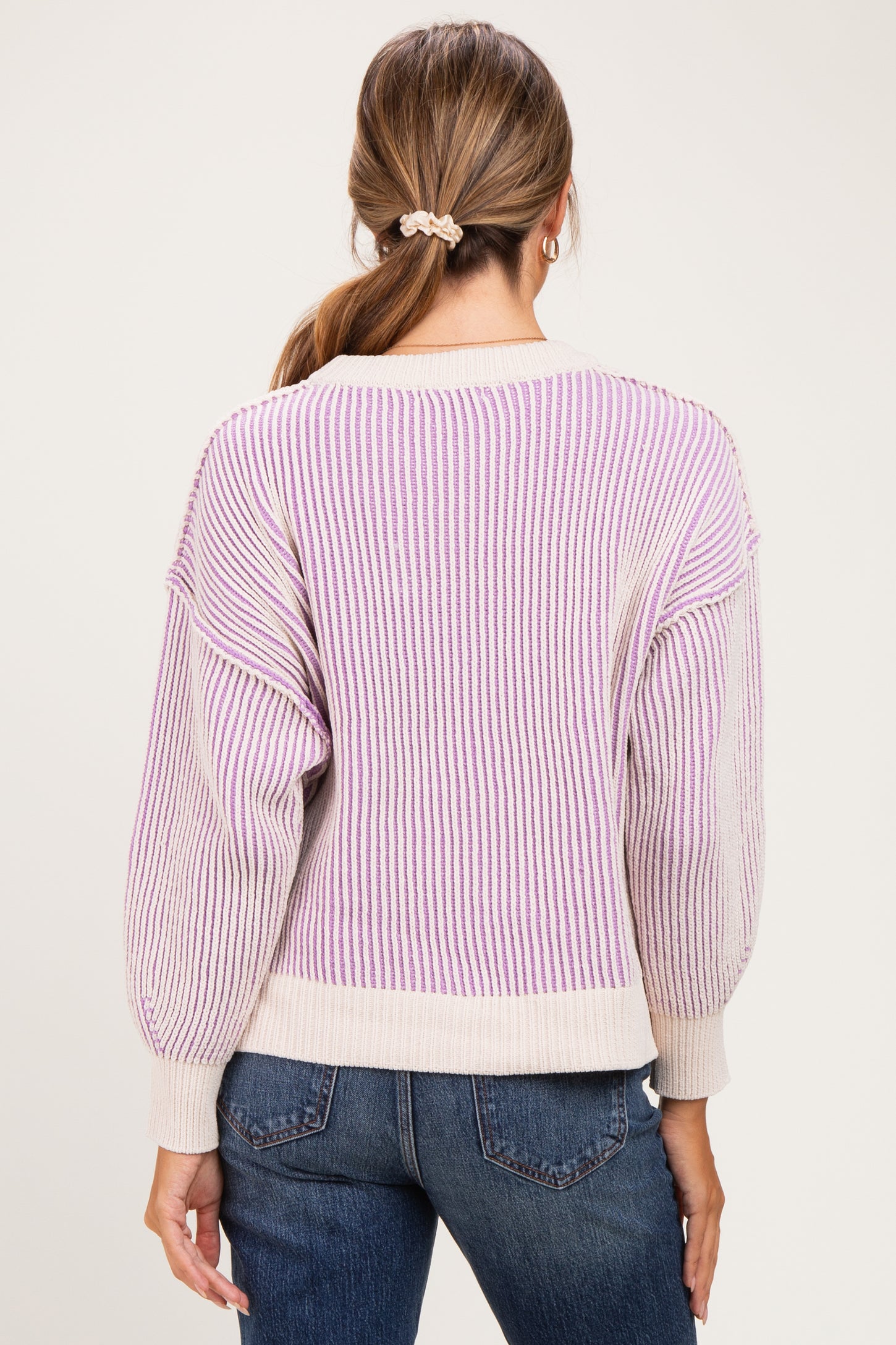 Lavender Two Tone Oversized Maternity Sweater