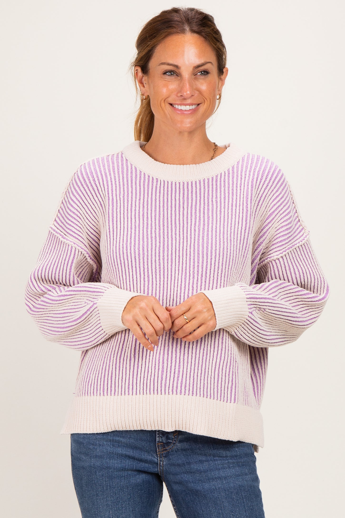 Lavender Two Tone Oversized Sweater