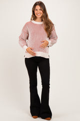 Rust Two Tone Oversized Maternity Sweater