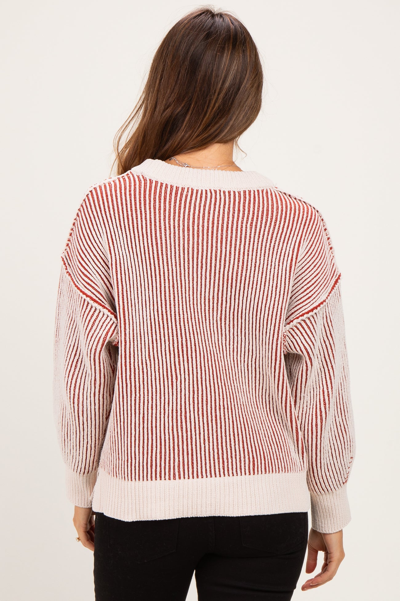 Rust Two Tone Oversized Maternity Sweater