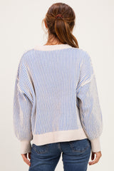 Blue Two Tone Oversized Sweater