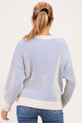 Blue Two Tone Oversized Maternity Sweater