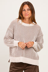Mocha Two Tone Oversized Maternity Sweater
