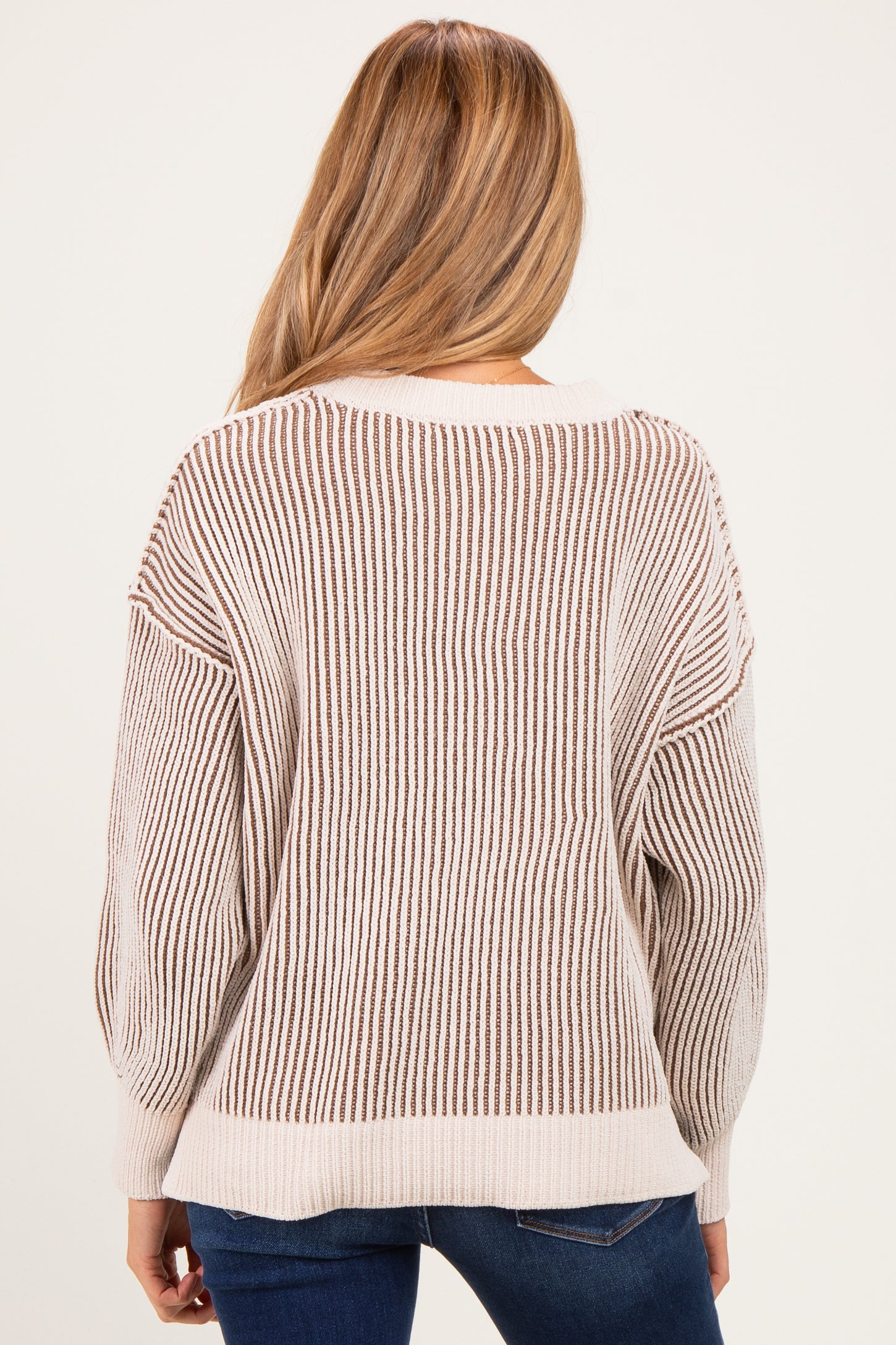 Mocha Two Tone Oversized Maternity Sweater