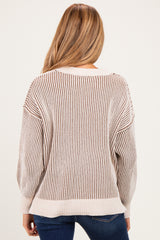 Mocha Two Tone Oversized Maternity Sweater