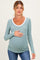 Mint Striped Long Sleeve Scoop Neck Maternity Top