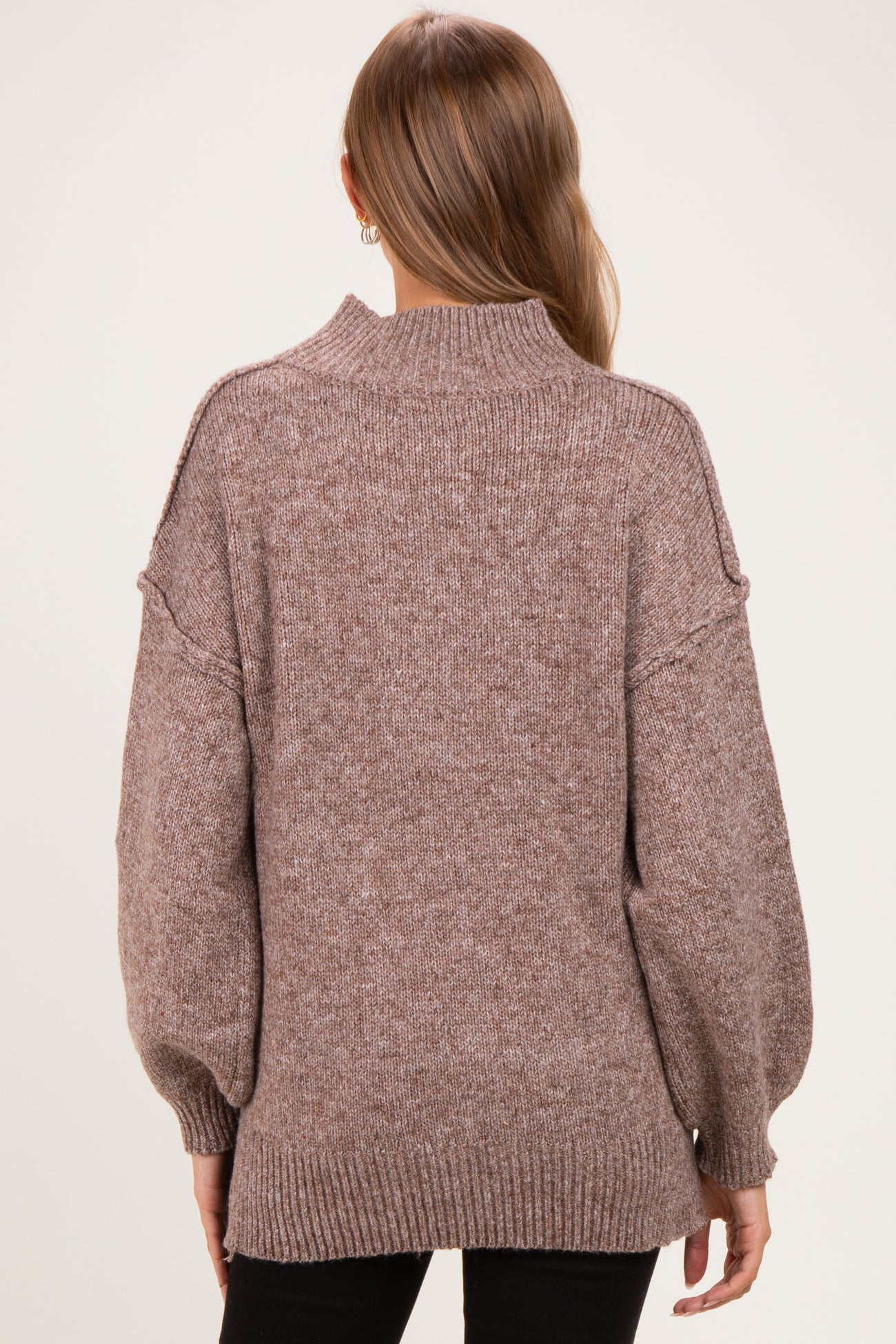 Soft Mocha Mock Neck Oversized Maternity Sweater