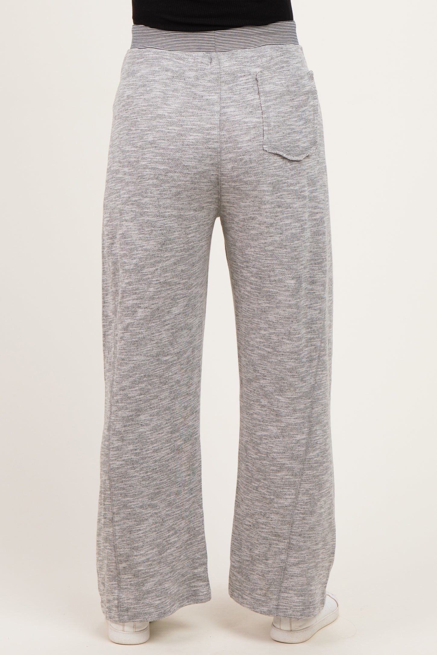 Heather Grey Contrast Waist Drawstring Maternity Pants