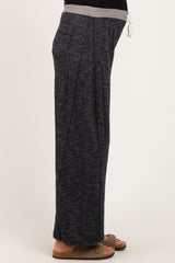 Black Contrast Waist Drawstring Maternity Pants