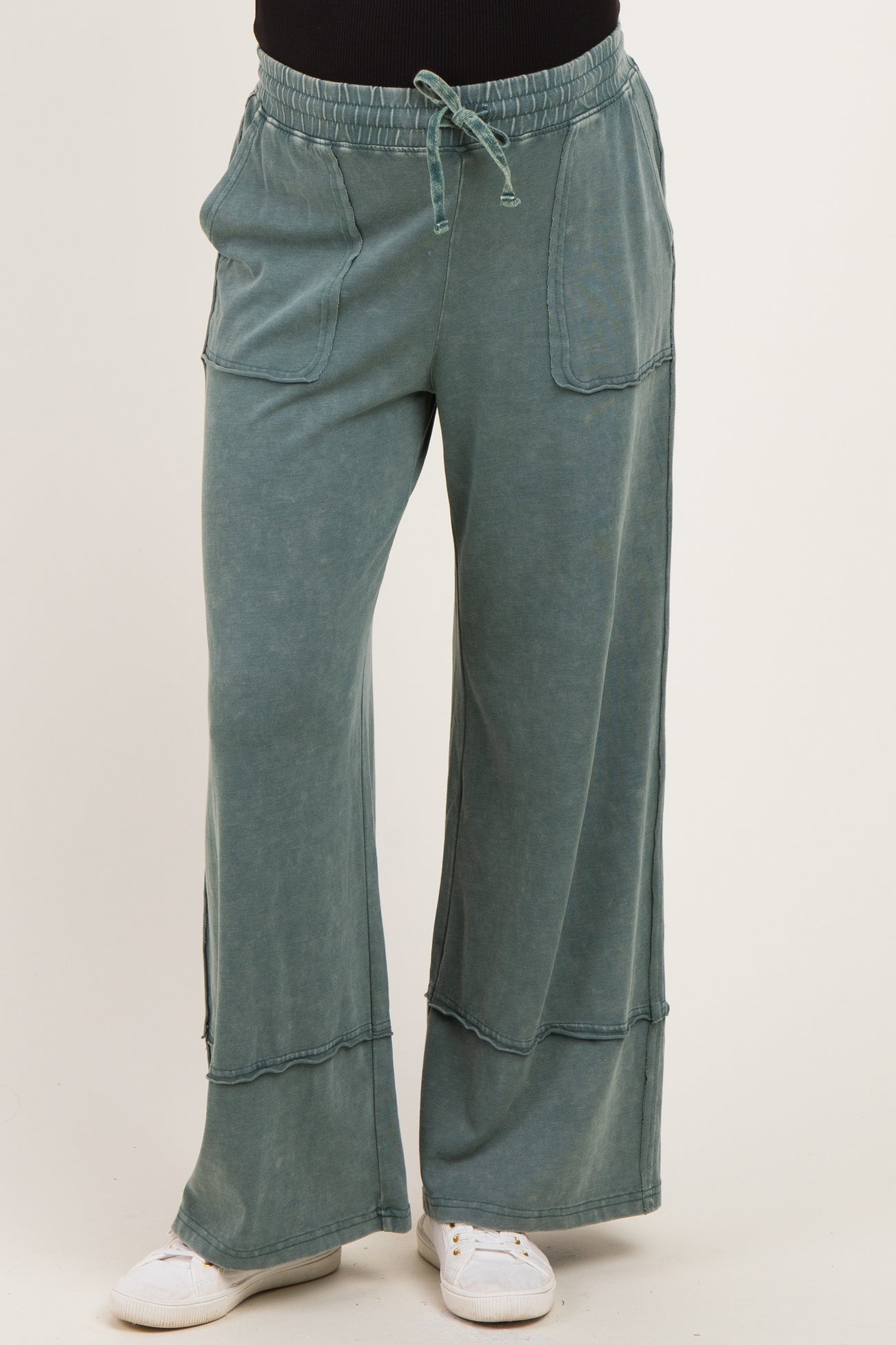 Jungle Mineral Wash Wide Leg Ankle Maternity Pants