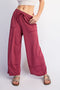 Crimson Mineral Wash Wide Leg Ankle Pants