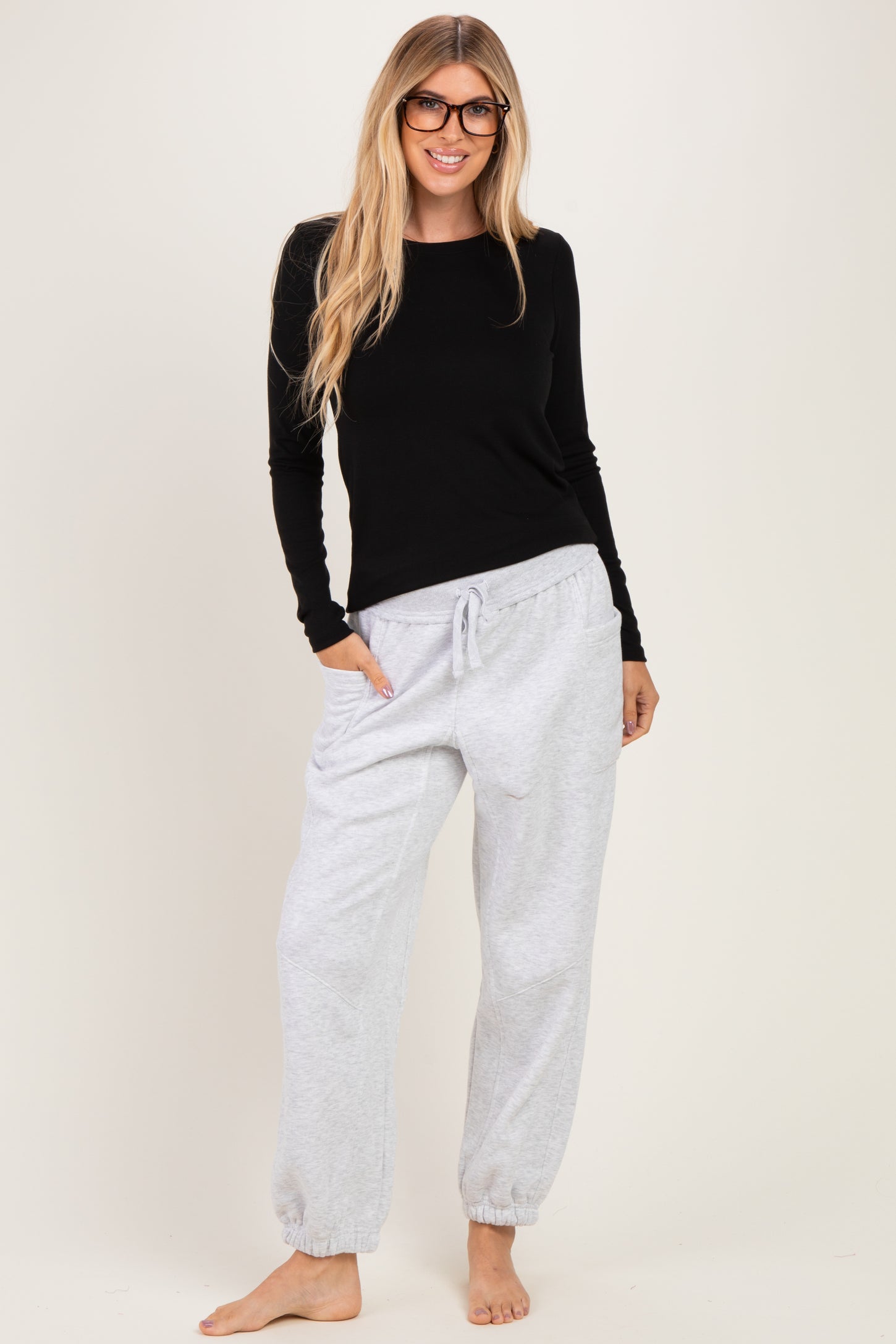 Heather Grey Terry Drawstring Joggers