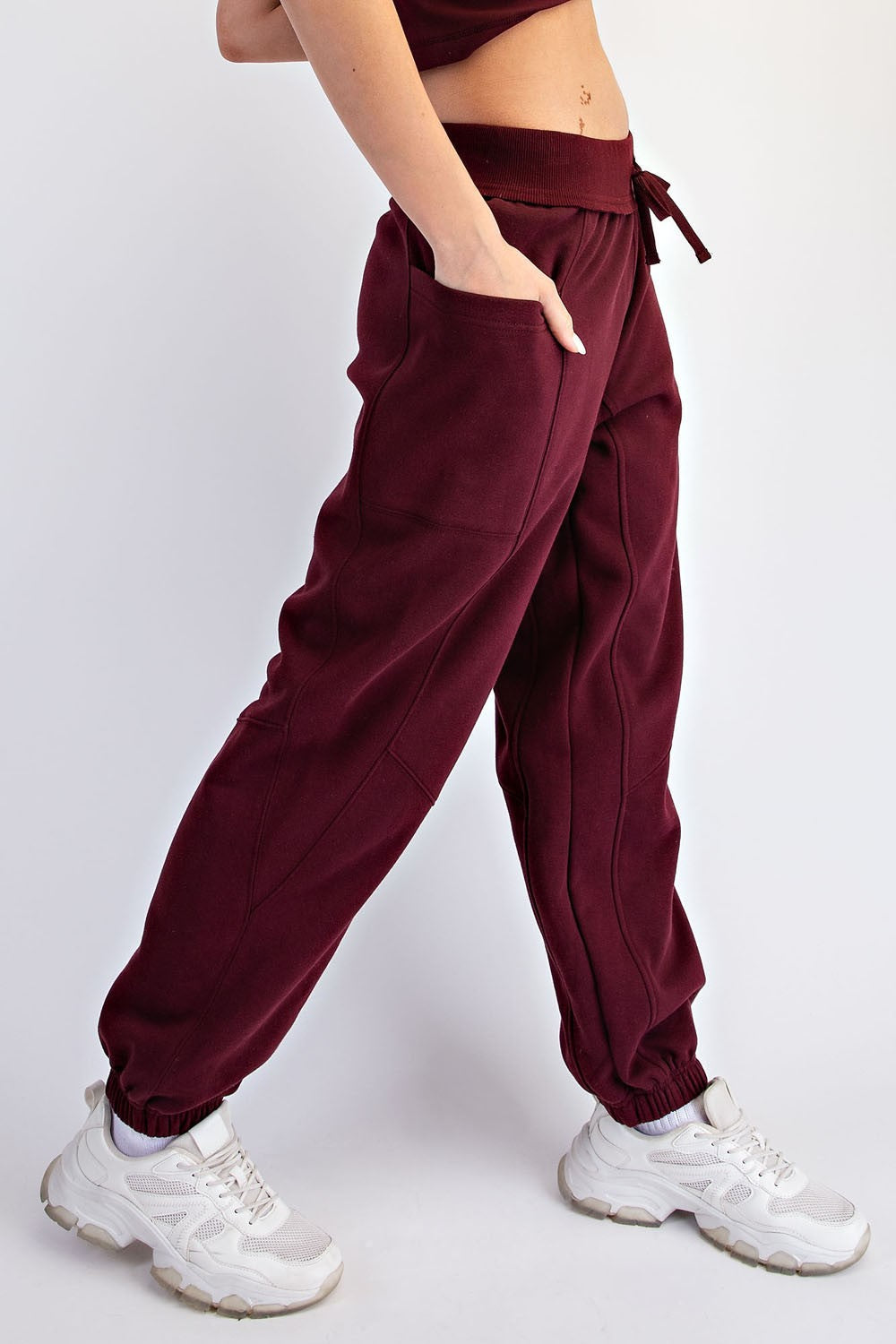 Dark Cherry Terry Drawstring Joggers