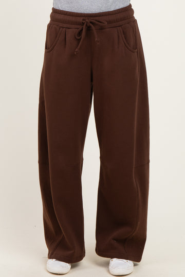 Chocolate Fleece Barrel Leg Sweatpants