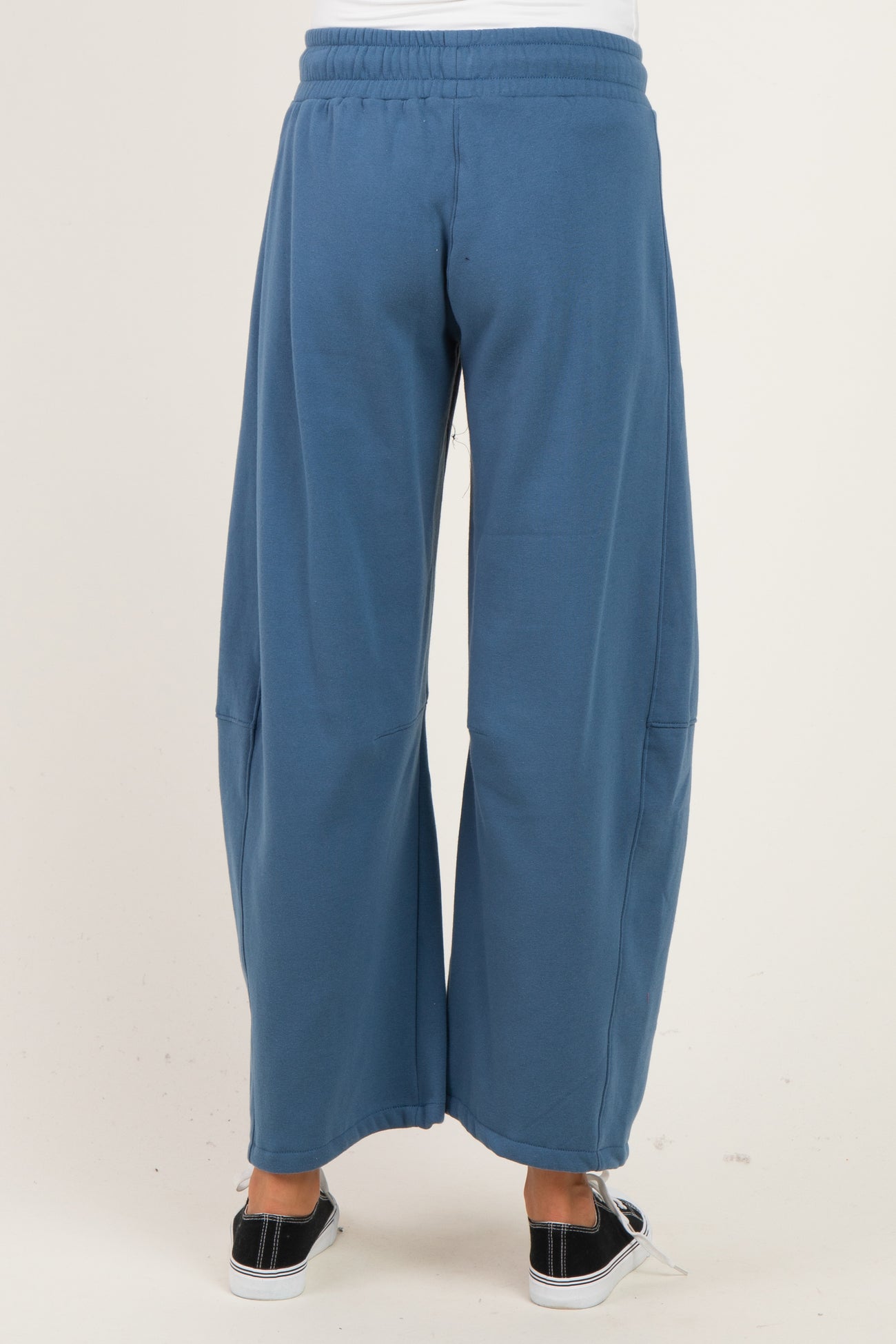 Dusty Blue Fleece Barrel Leg Maternity Sweatpants