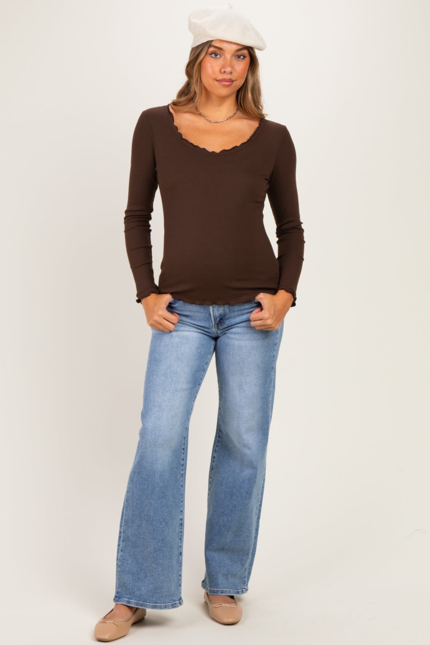 Light Blue Wash Wide Leg Maternity Jeans
