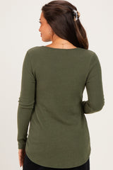 Olive Long Sleeve Peplum Knit Maternity Top