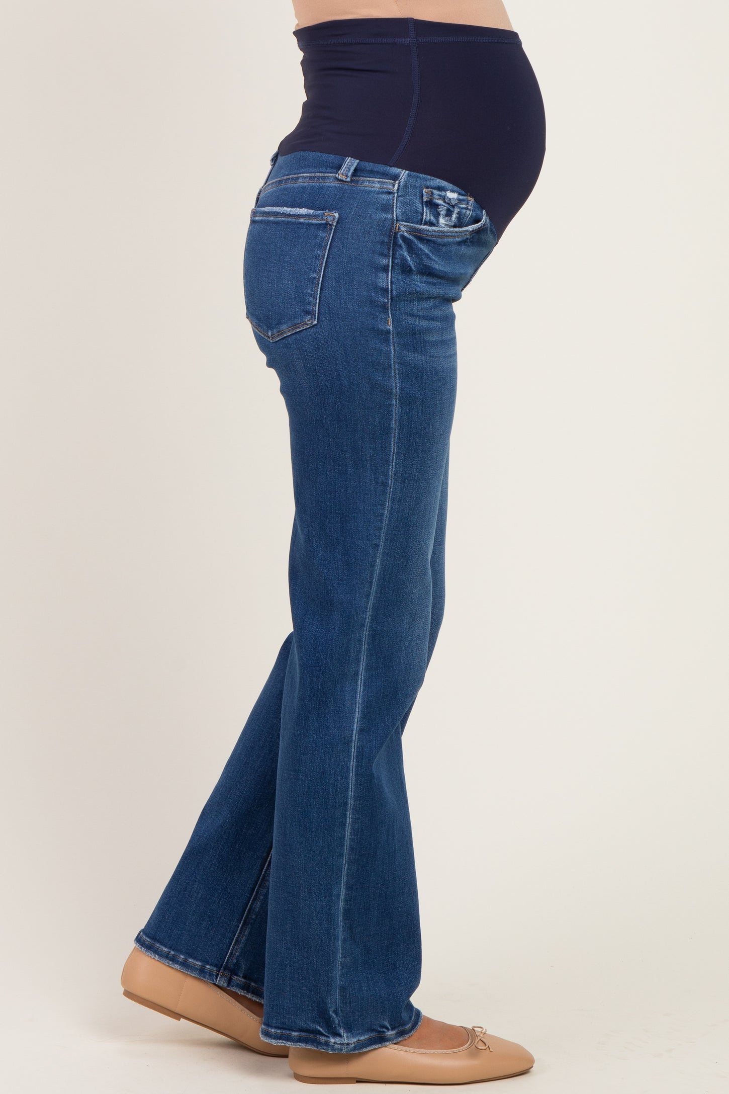 Navy Dark Wash Slim Wide Leg Maternity Jeans