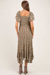 Olive Floral Embroidered Maternity Maxi Dress