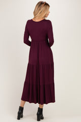 Burgundy Long Sleeve Maxi Dress